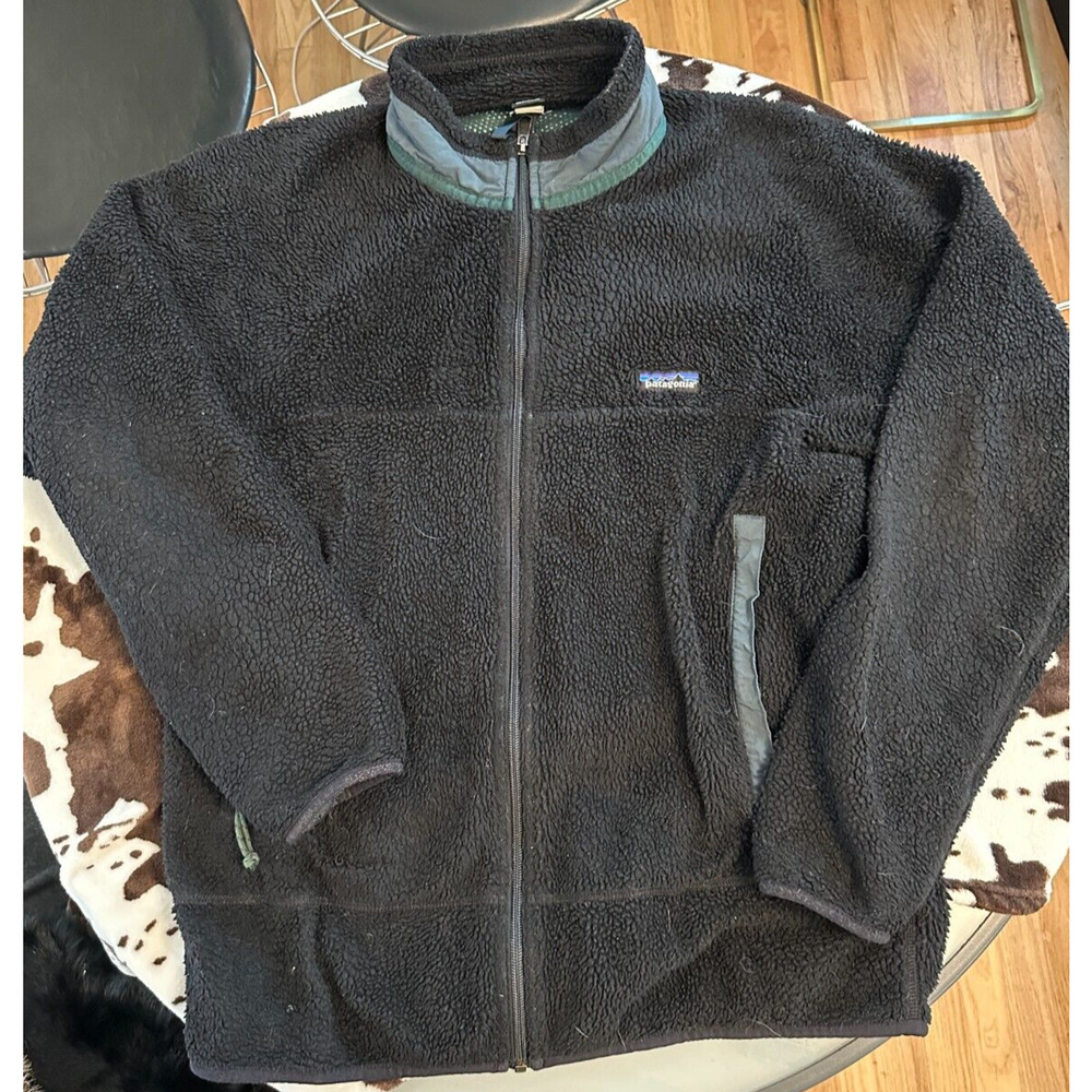 USA PEF Vintage Patagonia Retro-X Deep Pile Jacket Black Green Vintage